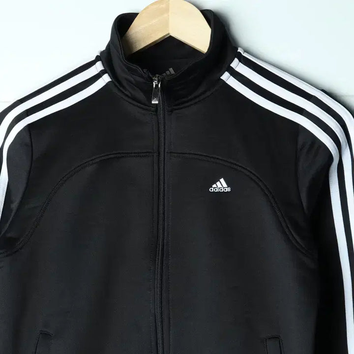[BUNJANG] Adidas Full Zip Windbreaker Jacket Jersey Black Three Stripes / W(S) 아디다스 집업 바람막이 점퍼자켓 져지 블랙 삼선-7575