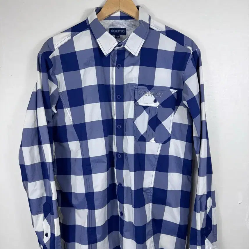 [BUNJANG] Discovery Expedition Checkered Shirt Blue Size 100 / 디스커버리 체크 남방 100