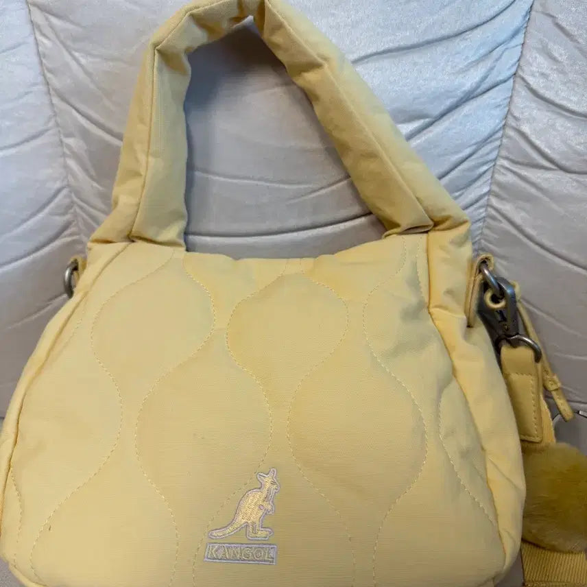 [BUNJANG] Kangol Quilted Pouch Bag Set Yellow / 캉골 퀼팅 숄더백 옐로우 , 캉골 복주머니 백 급처합니다