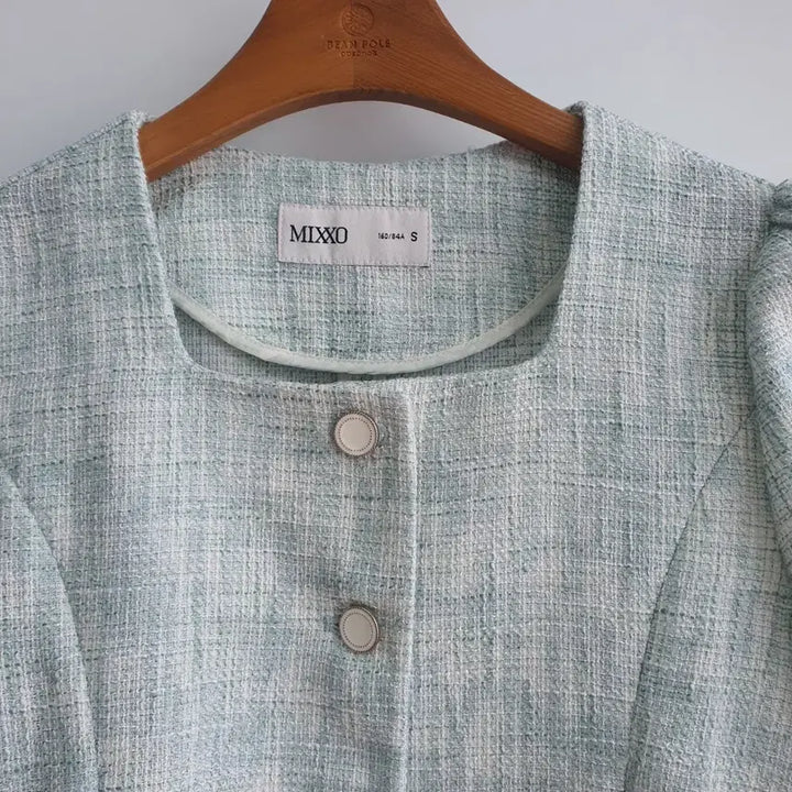 [BUNJANG] MIXXO Mint Tweed Short Sleeve Jacket (S) / 1229 MIXXO 민트 트위드 반팔 자켓 S