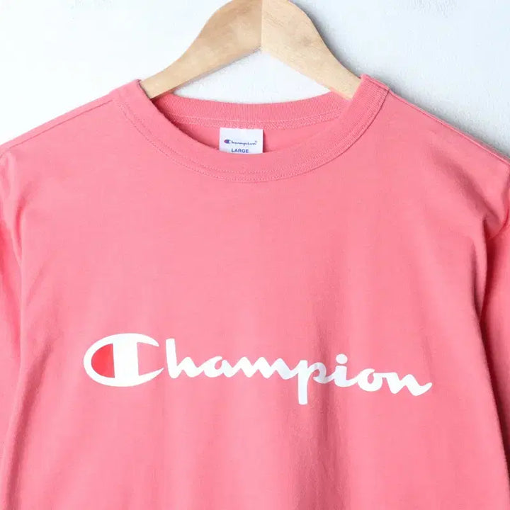 [BUNJANG] Champion Big Logo T-Shirt Pink / (L) 챔피온 반팔 티셔츠 빅로고 핑크 올드스쿨-757F