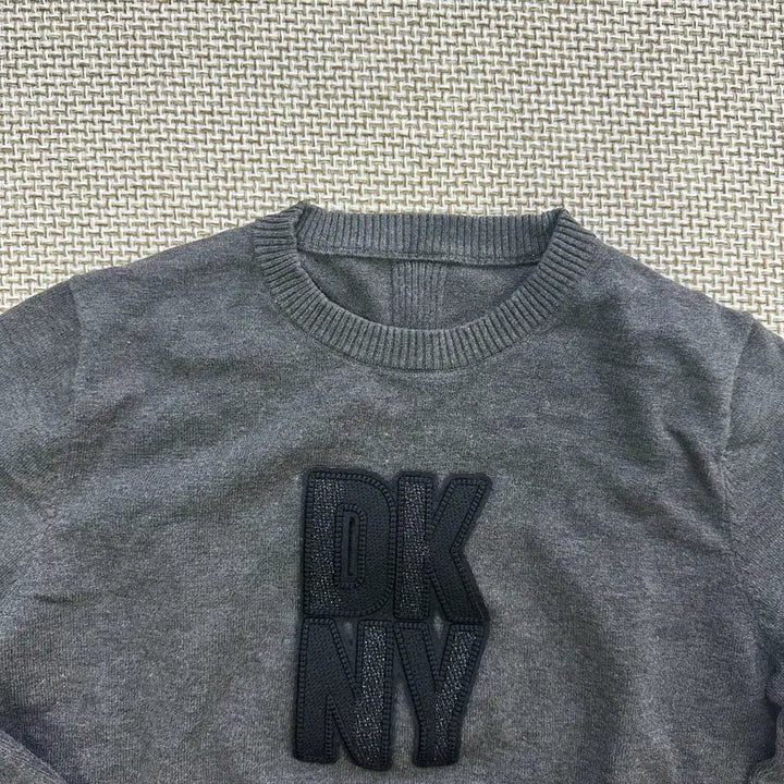 [BUNJANG] DKNY Big Logo Colorblock Knit Sweater / 실측확인 디케이엔와이 빅로고 소매배색 니트 0511D