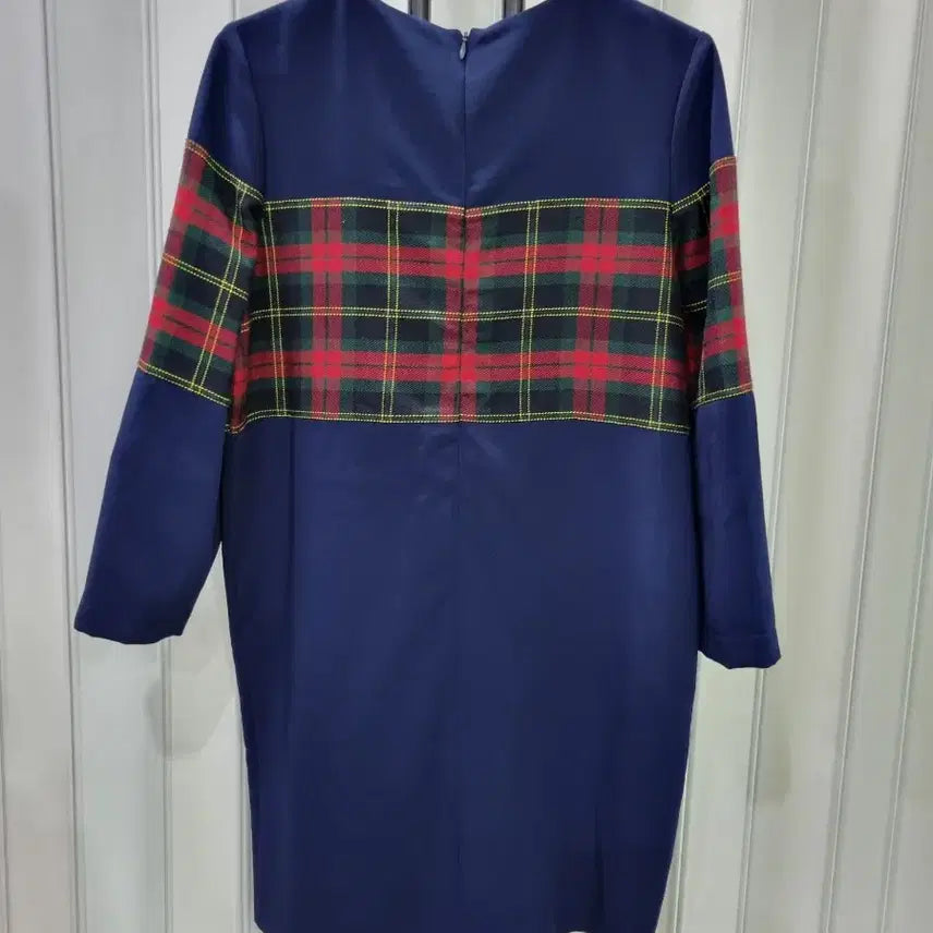 [BUNJANG] Navy Check Midi Dress / 네이비 체크 원피스