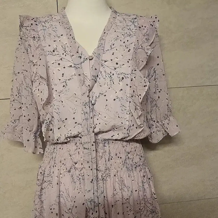 [BUNJANG] Lavender Flower Chiffon Dress / 라벤다 플라워 쉬폰 원피스