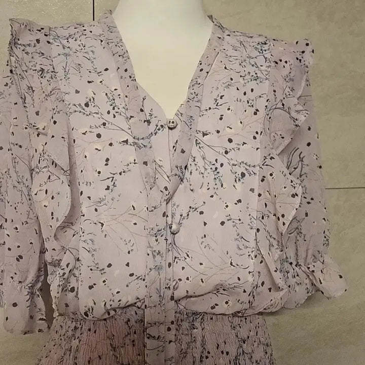 [BUNJANG] Lavender Flower Chiffon Dress / 라벤다 플라워 쉬폰 원피스