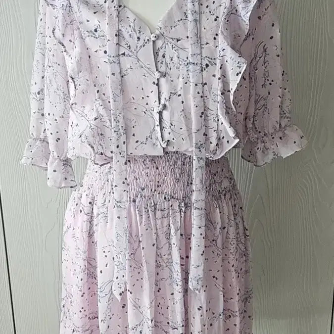 [BUNJANG] Lavender Flower Chiffon Dress / 라벤다 플라워 쉬폰 원피스