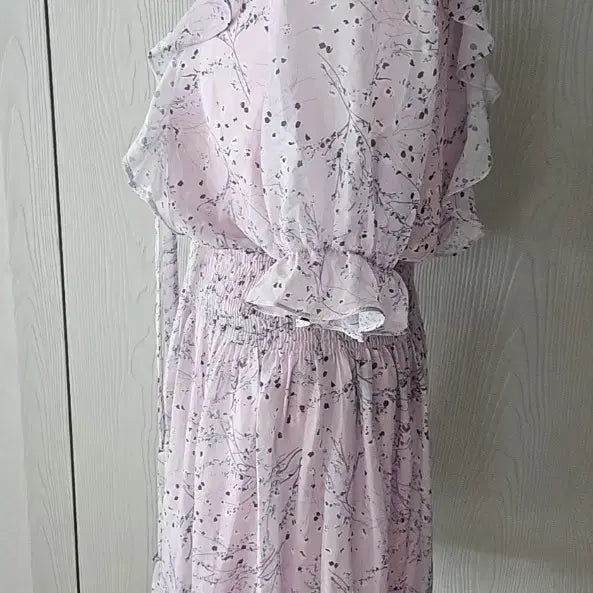 [BUNJANG] Lavender Flower Chiffon Dress / 라벤다 플라워 쉬폰 원피스