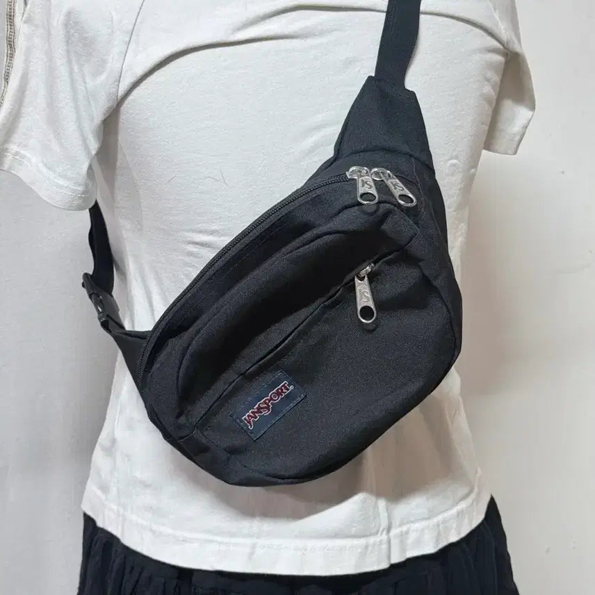 [BUNJANG] JanSport Black Hip Pack Sling Bag / 잔스포츠 블랙 힙색 슬링백