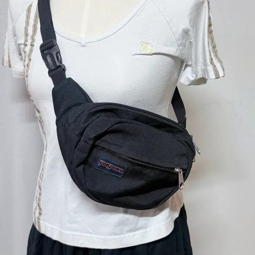 [BUNJANG] JanSport Black Hip Pack Sling Bag / 잔스포츠 블랙 힙색 슬링백