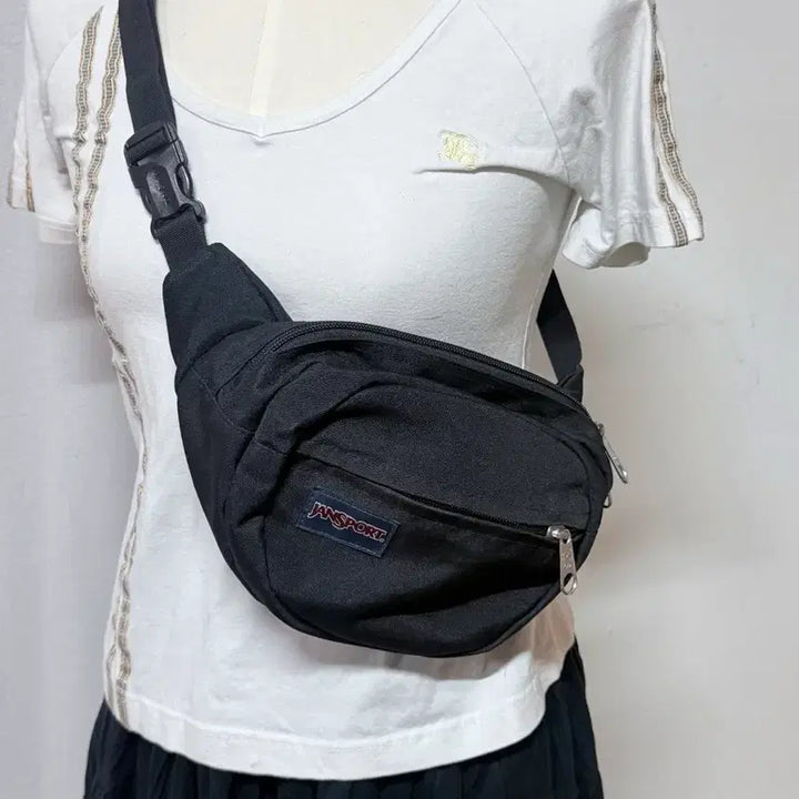 [BUNJANG] JanSport Black Hip Pack Sling Bag / 잔스포츠 블랙 힙색 슬링백