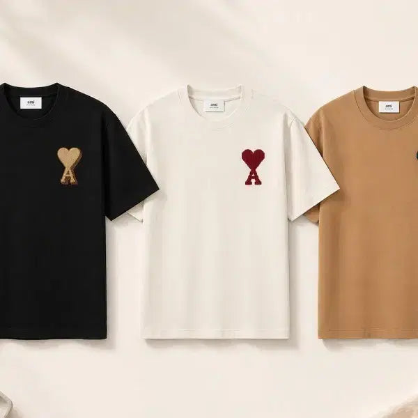 [BUNJANG] Ami Paris Big Logo Short Sleeve T-Shirt / 정품/무료배송) 아미 빅로고 반팔 , 블랙 화이트 카멜