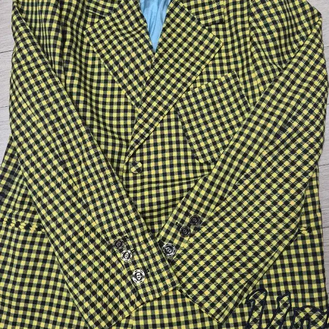 [BUNJANG] Lucky Chouette Yellow Check Jacket / 럭키슈에뜨 옐로우 체크 자켓
