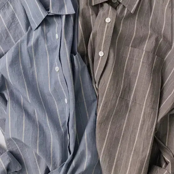 [BUNJANG] Nothing Written Stripe Shirt Blue / 낫띵리튼 스트라이프셔츠 블루