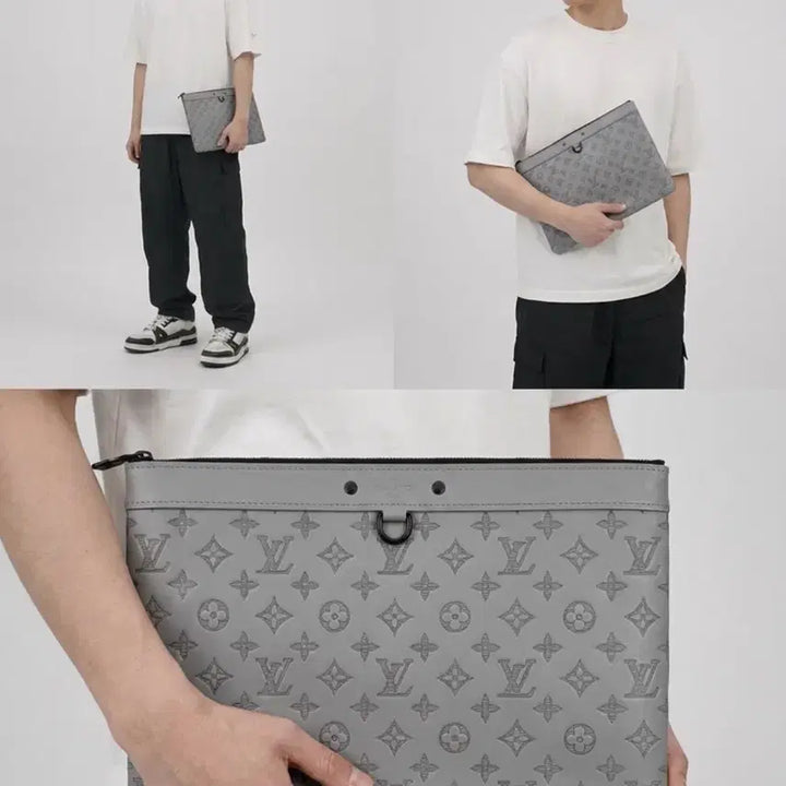 [BUNJANG] Louis Vuitton Pochette Discovery Monogram Shadow Anthracite Clutch Bag Grey / 루이비통 포쉐트 디스커버리 모노그램 쉐도우 앙트라시트 클러치백 그레이