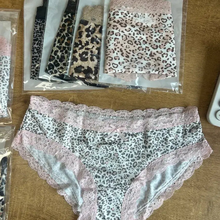 [BUNJANG] Leopard Lace Panty Set - 5 Piece Bundle / [새상품]레오파드 레이스 팬티 세트 5장세 트