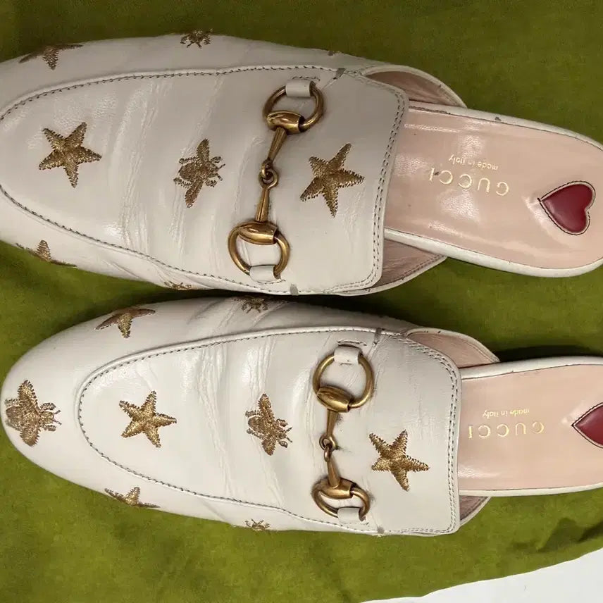[BUNJANG] Gucci White Leather Mule Sandals / 구찌 화이트 레더 슬리퍼 뮬