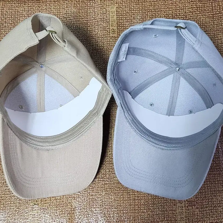 [BUNJANG] Muji Basic Cotton Baseball Caps (Beige/Blue) - Set of 2 / 무지 볼캡 모자 베이지/블루 2개