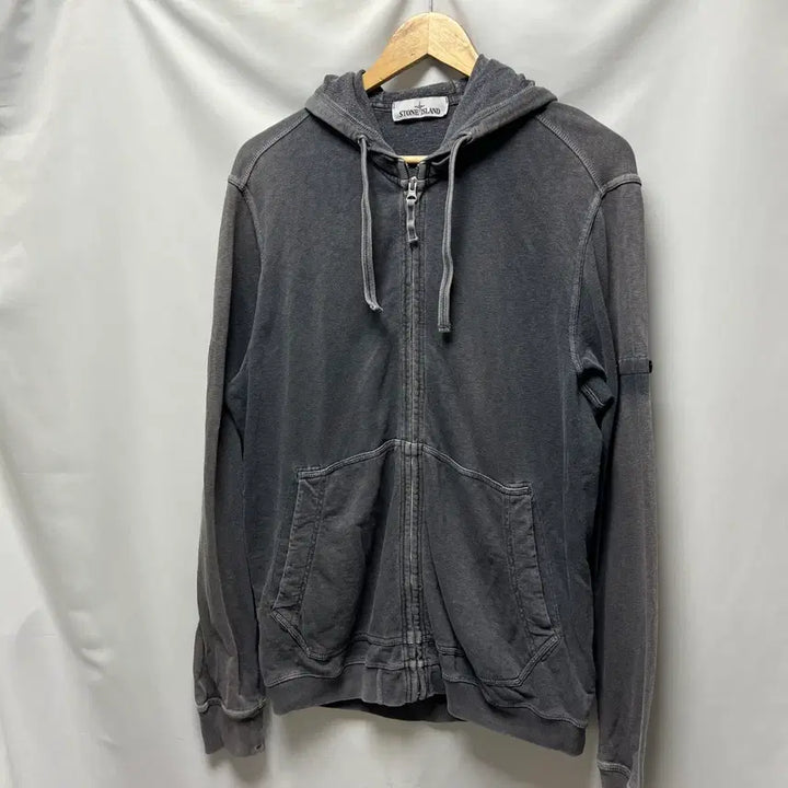 [BUNJANG] Stone Island Charcoal Hooded Zip-Up (Patch Missing) / [QR정품/105] 스톤아일랜드 차콜 후드집업 (와펜분실)