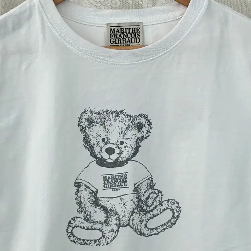 [BUNJANG] Marithe Francois Girbaud Bear Crop T-Shirt White / S) 마리떼 프랑소와저버 베어 크롭 반팔 티셔츠 화이트