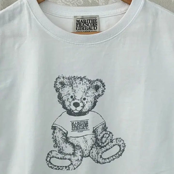 [BUNJANG] Marithe Francois Girbaud Bear Crop T-Shirt White / S) 마리떼 프랑소와저버 베어 크롭 반팔 티셔츠 화이트