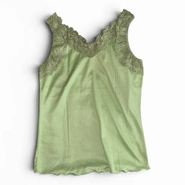 [BUNJANG] Vintage Lace Sleeveless Top / 빈티지 레이스 슬리브리스 나시 연두색
