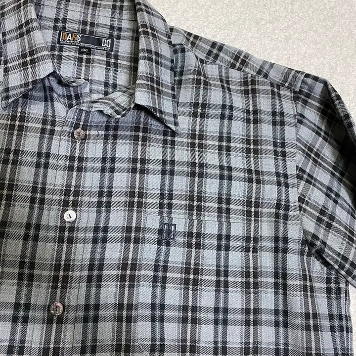 [BUNJANG] Daks Grey Check Long Sleeve Shirt 100 / 닥스 그레이 체크 긴팔 셔츠 100