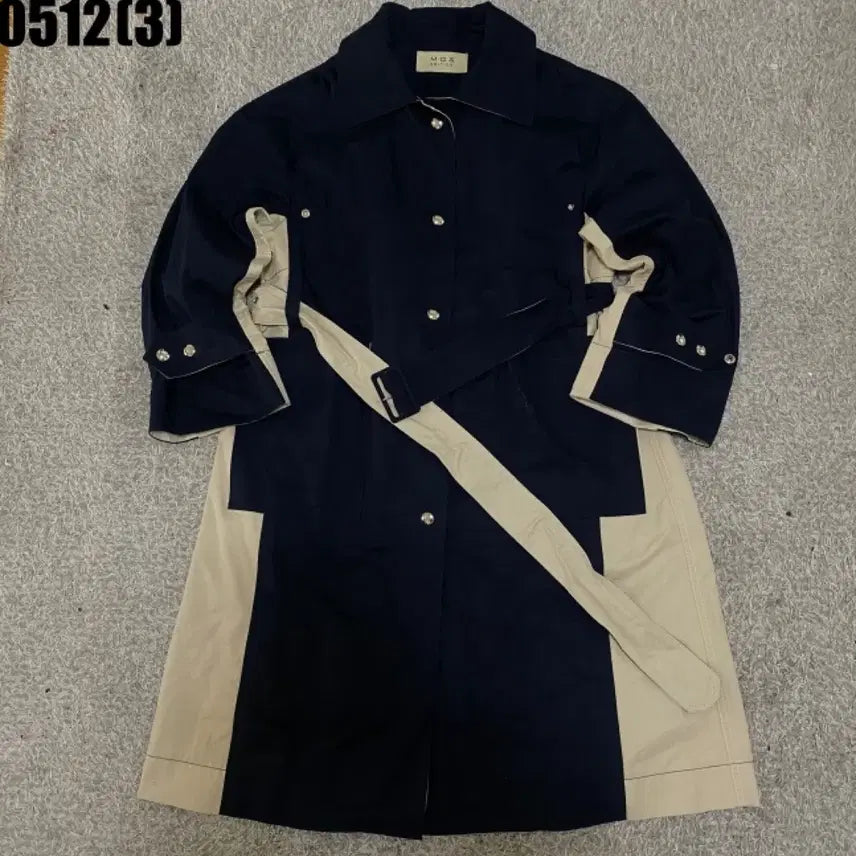 [BUNJANG] MDS Color Blocked Trench Coat / MDS 네이비/베이지 배색 트렌치 코트