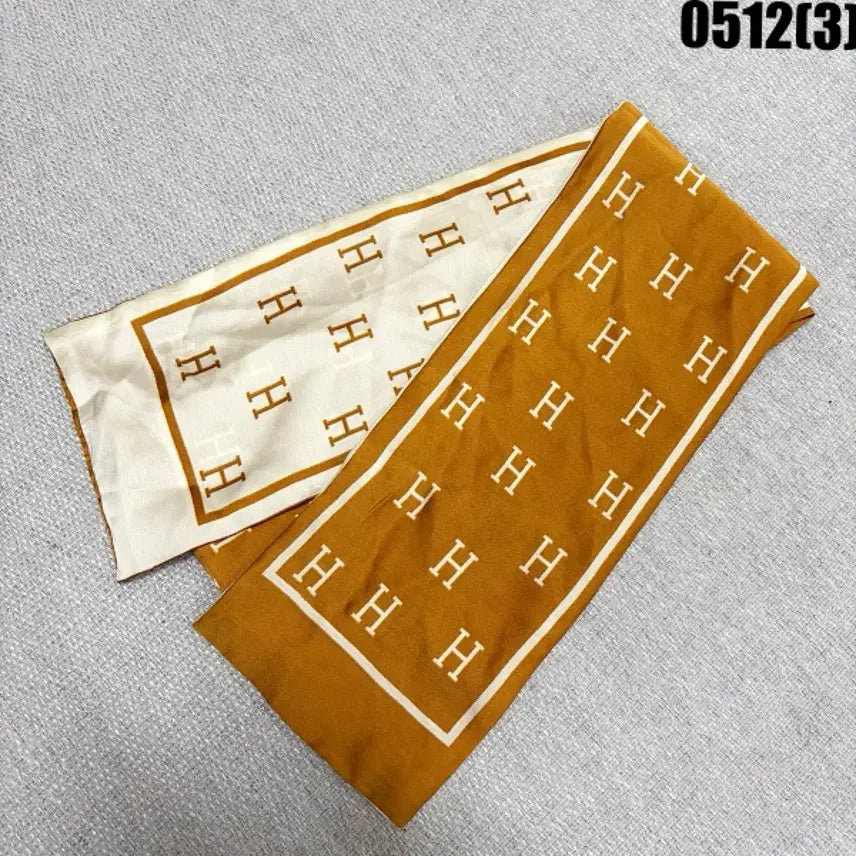 [BUNJANG] H Pattern Silk Scarf Brown/Ivory / H 패턴 스카프 브라운/아이보리 0512