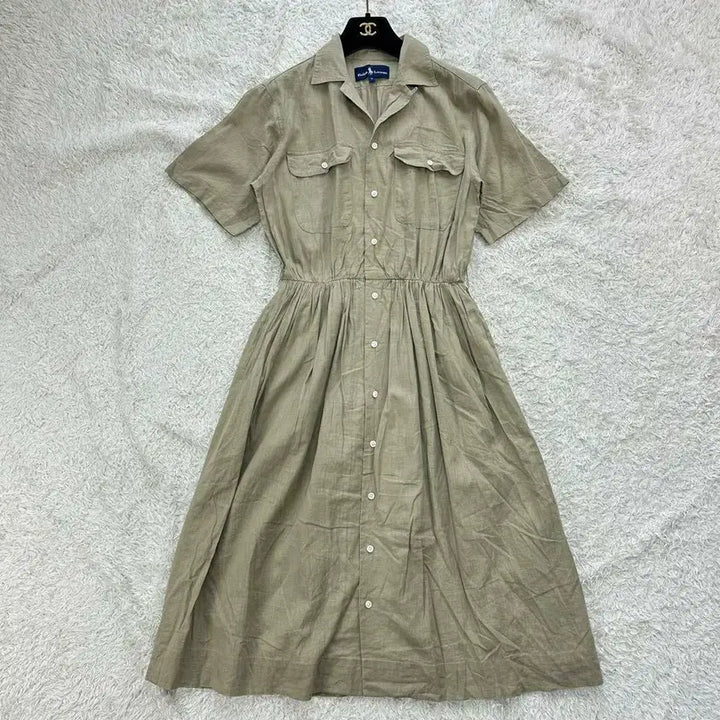 [BUNJANG] Ralph Lauren Linen Shirt Dress with Sleeve Pony Embroidery / RALPH LAUREN 랄프로렌 소매포니자수 클래식 린넨 셔츠원피스