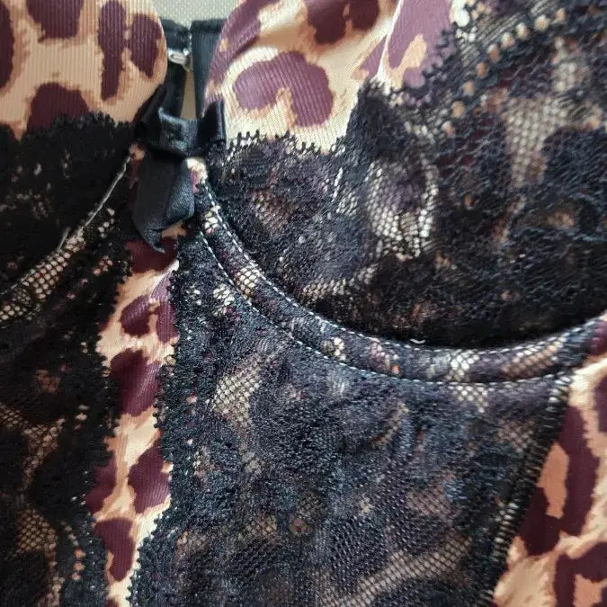 [BUNJANG] Eblin Leopard Lace Bustier Dress 85B / 에블린 레오파드 레이스 뷔스티에 원피스85B