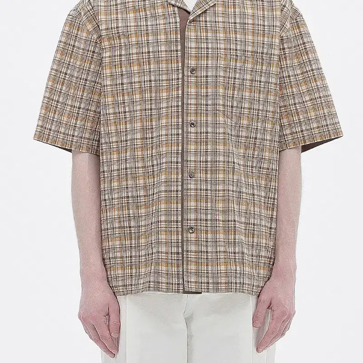 [BUNJANG] Custom mellow Check Short Sleeve Shirt / 커스텀멜로우 체크 반팔 셔츠 팝니다. 정가 26만원