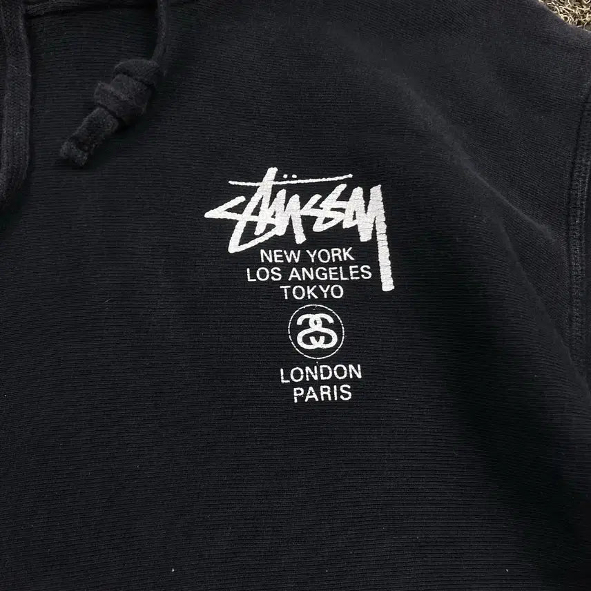 [BUNJANG] Stussy World Tour Black Hoodie / 스투시 월드투어 블랙 후드티