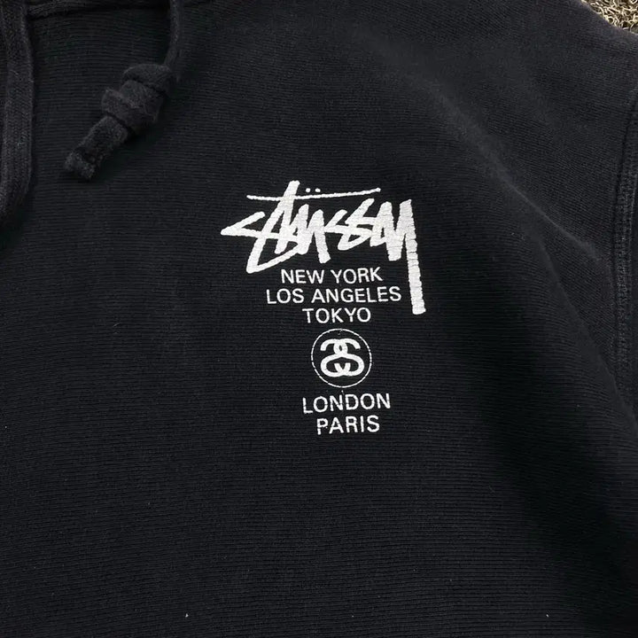 [BUNJANG] Stussy World Tour Black Hoodie / 스투시 월드투어 블랙 후드티