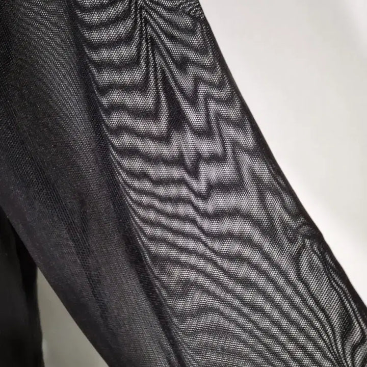 [BUNJANG] Black See-Through Sleeve Long Shirt / 블랙 시스루 소매 롱셔츠