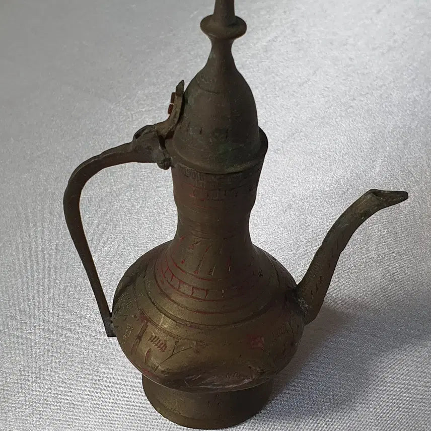[BUNJANG] Antique Jade-like Stone and Brass Decorative Teapot / 엔틱 옥색(석조) 장식 황동 주전자 소품