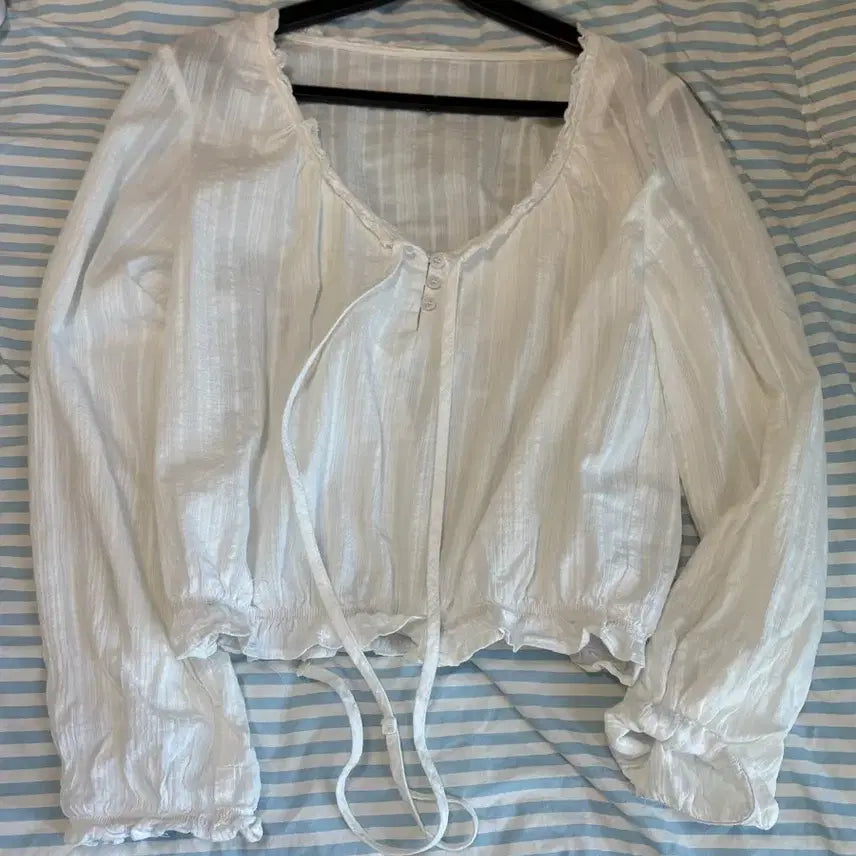 [BUNJANG] Frill Tie Blouse / 프릴 끈 블라우스