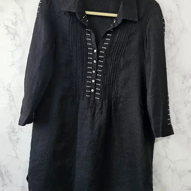 [BUNJANG] 100% Linen Shirt Black / Unknown 브랜드 블랙 마100%셔츠