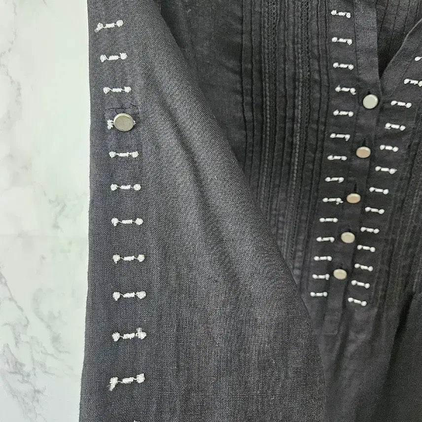 [BUNJANG] 100% Linen Shirt Black / Unknown 브랜드 블랙 마100%셔츠