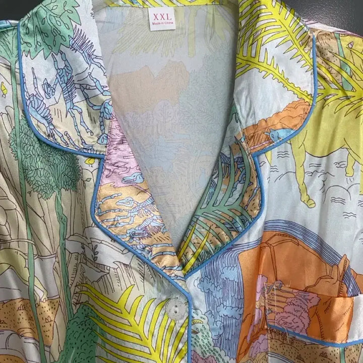 [BUNJANG] Silky Pattern Pajama Set / 나는[택없는 새상품 ] 화려한 실키 패턴 잠옷 세트 파자마 홈웨어