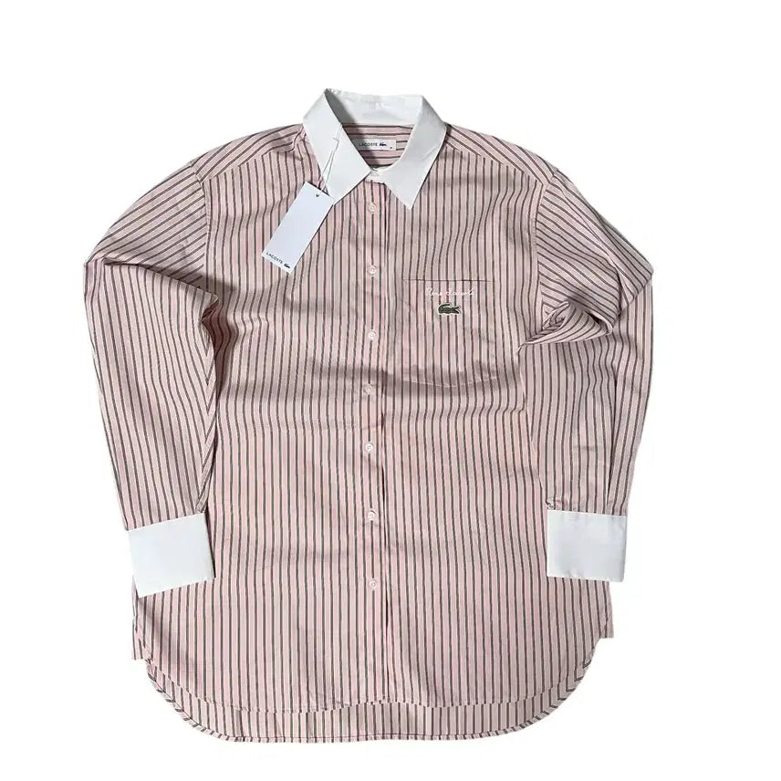 [BUNJANG] Lacoste Pink Stripe Shirt / (새상품) 라코스테 핑크 스트라이프 셔츠 36