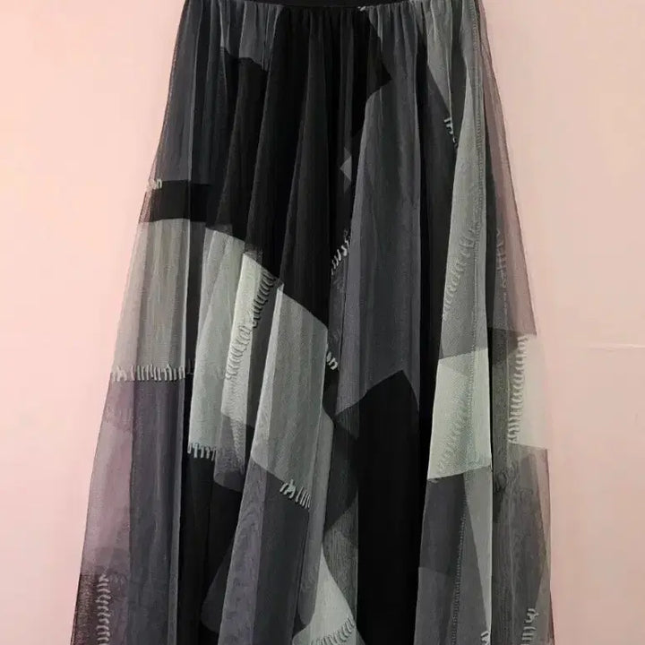 [BUNJANG] Black/Gray Mix Long Tulle Skirt / 블랙/그레이 믹스 롱 튜튜 스커트