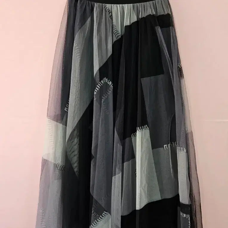 [BUNJANG] Black/Gray Mix Long Tulle Skirt / 블랙/그레이 믹스 롱 튜튜 스커트