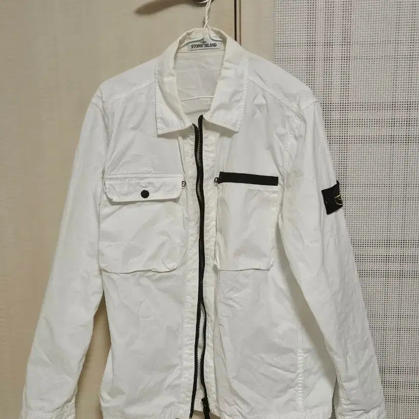 [BUNJANG] Stone Island White Shirt Jacket / 스톤아일랜드 화이트 셔츠 자켓