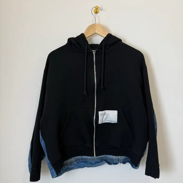 [BUNJANG] Zara Half Denim Hooded Zip-Up Jacket / 자라 하프데님 후드집업