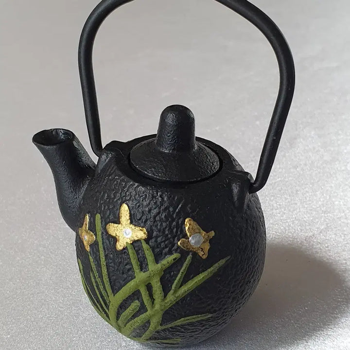 [BUNJANG] Jadeite Green Jade Inlaid Miniature Brass Kettle Ornament / 비취색 옥 장식 미니 주전자 소품