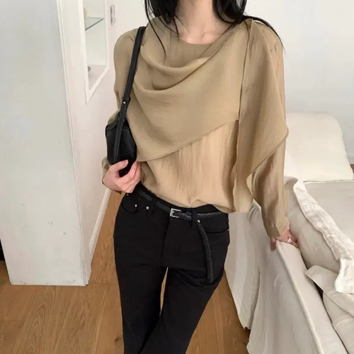 [BUNJANG] Frilly Scarf Drape Blouse / 프릴리 스카프 드레이프 블라우스