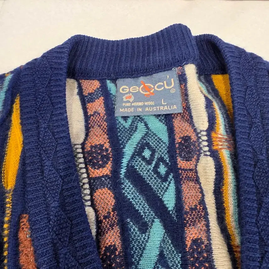 [BUNJANG] Geccu Australia 3D Cable Knit Cardigan / 게코 오스트레일리아(Geccu Australia)의 3D 케이블 니트 가