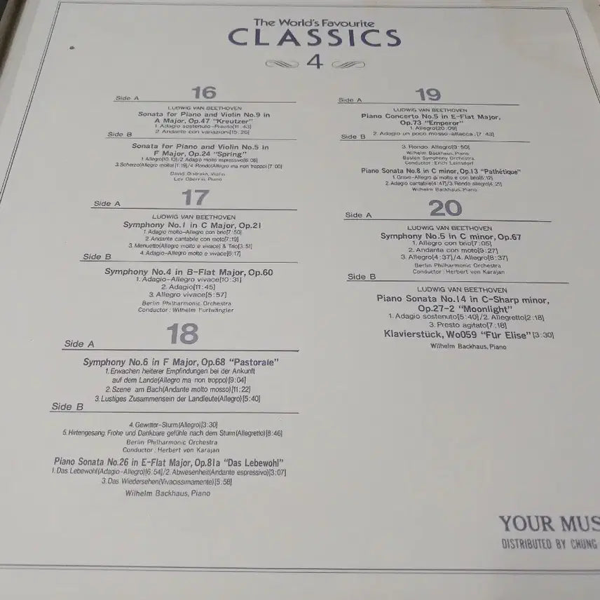 [BUNJANG] Various Composers: Beethoven Masterpieces LP Vol. 4 Box Set / 다양한 베토벤의 명곡들을 담은 LP 4집 박스반