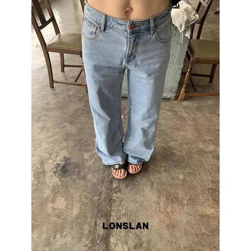 [BUNJANG] LONSLAN Retro Light Blue Low-Rise Jeans / LONSLAN 레트로 라이트 블루 여름 로우라이즈 진