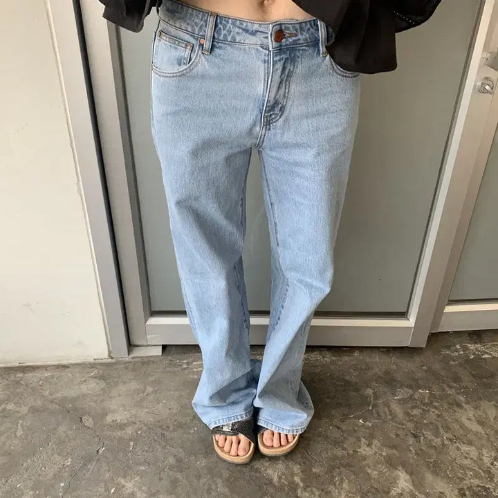 [BUNJANG] LONSLAN Retro Light Blue Low-Rise Jeans / LONSLAN 레트로 라이트 블루 여름 로우라이즈 진